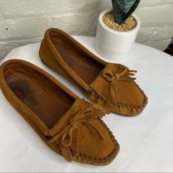 Minnetonka Kilty Leather Suede Moccasins Size 6 - Picture 3 of 10